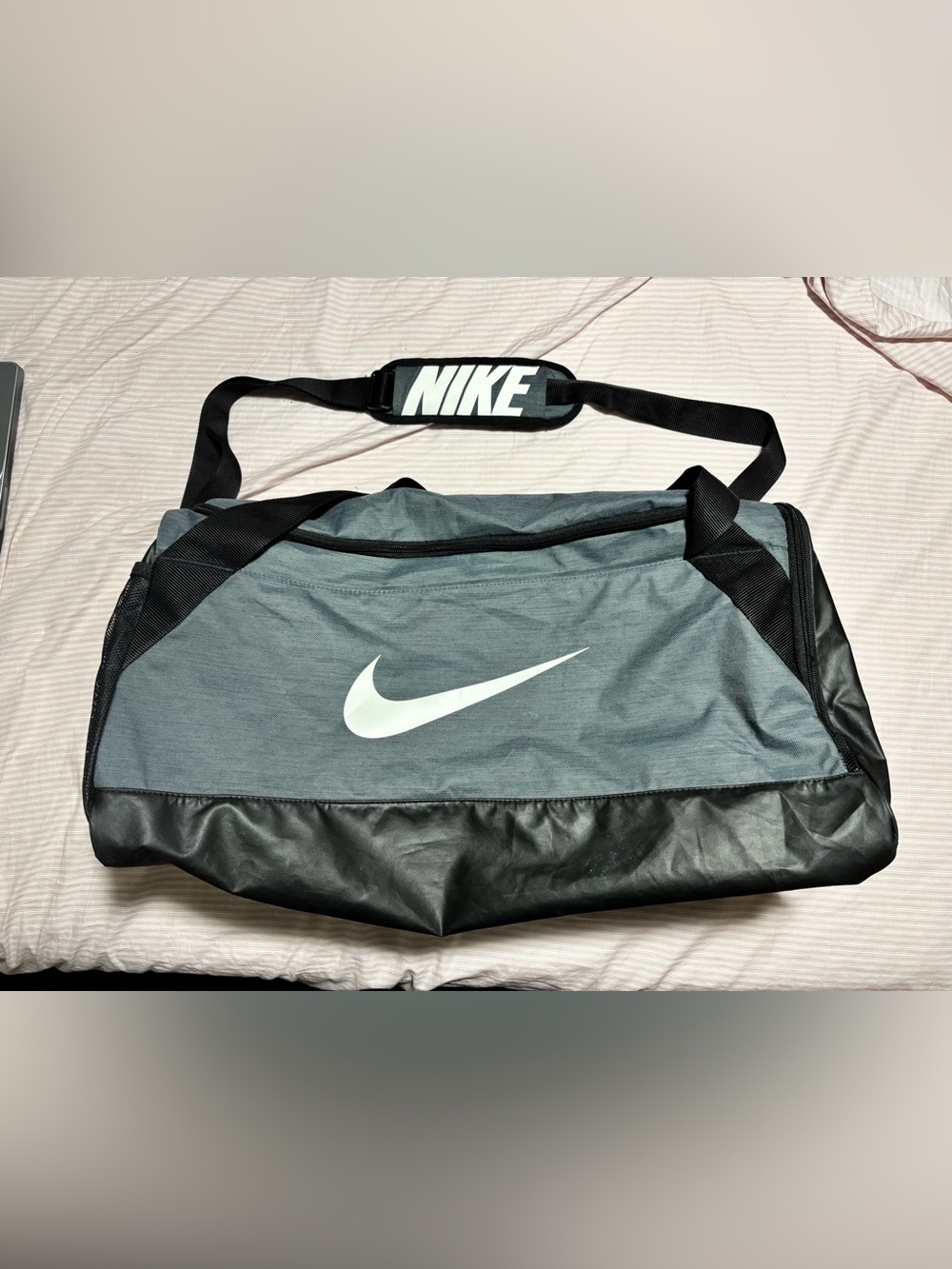 Nike Grey and Black Duffel Bag - good condition